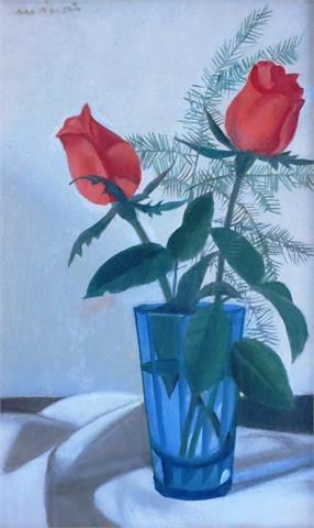 MÁCSAI Istvan | Rosen in blauer Vase