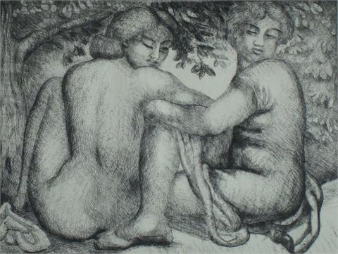 Aristide Maillol | Two woman sitting amoung leaves (Deux femme assise sous des feuillage)