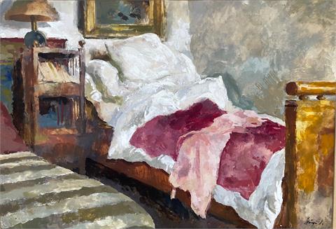 Szőnyi István | Enterieur with bed